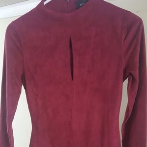 MinkPink Burgundy Velvet Bodysuit